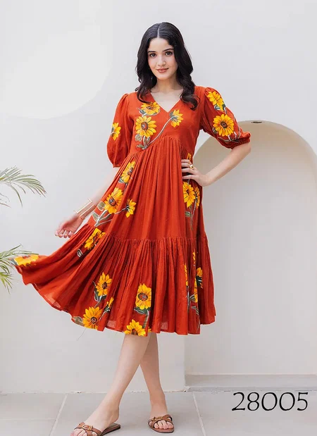 Lucaya Vol 28 Kota Checks Digital Printed Flared Designer One Piece Orders In India

